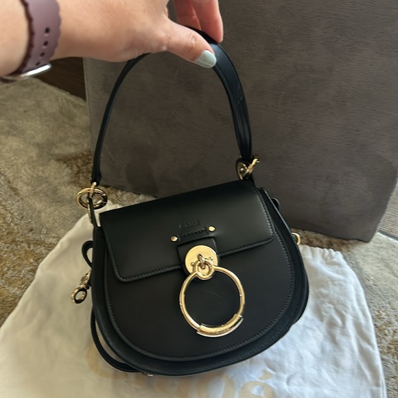 CHLOE SMALL TESS BAG IN SHINY & SUEDE LEATHER - Picture 12 of 15